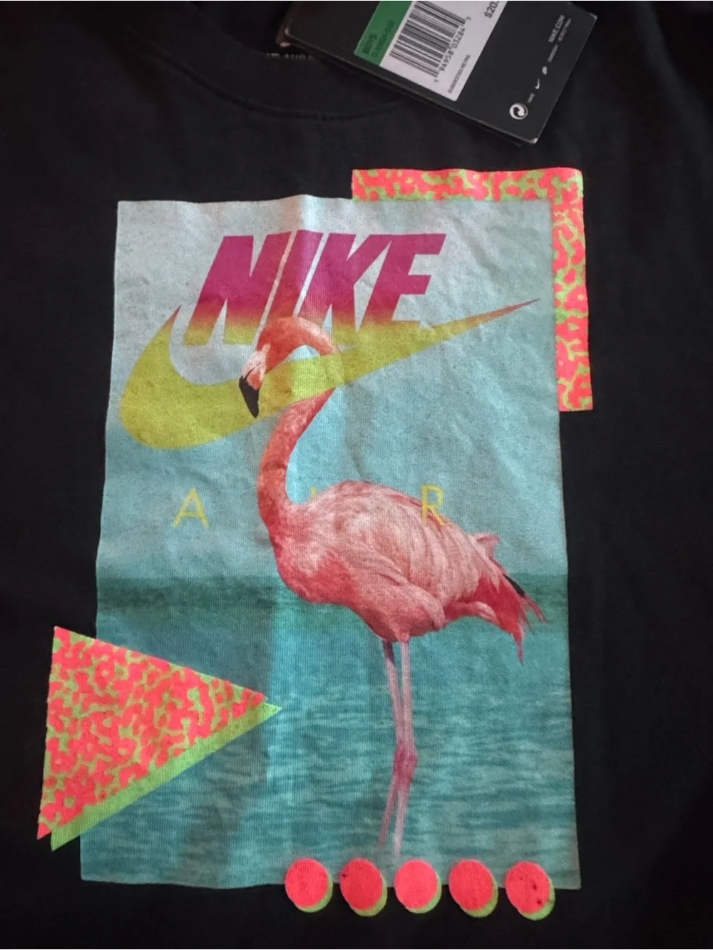 NWT Nike Boy’s Black Graphic Flamingo Short Sleeved Tee - Size XL